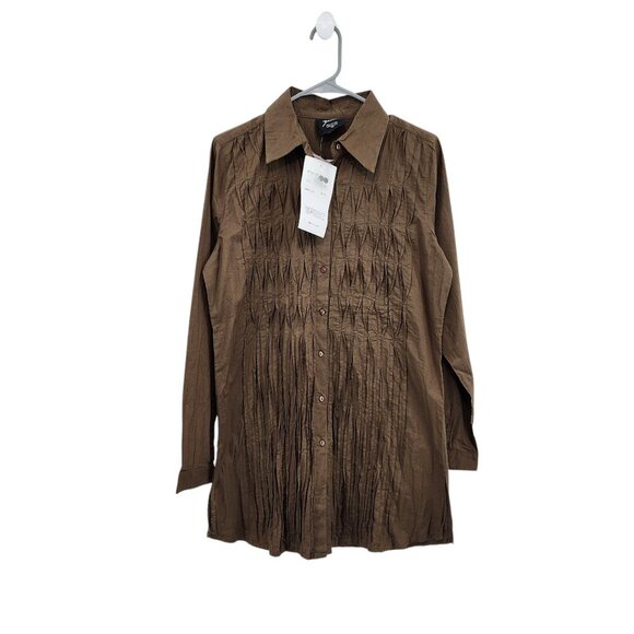 Zashi Women's 100% Cotton Button Front Pleated Lightweight Shirt - M - Picture 1 of 7